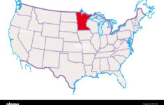 Map Of Usa, Minnesota Highlighted In Red Stock Photo – Alamy for Map Of Usa With Minnesota Highlighted