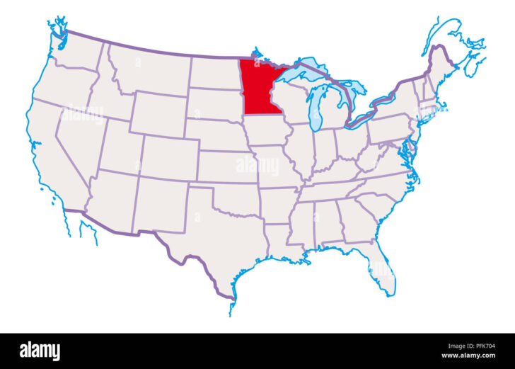 Map of USA with Minnesota Highlighted Map of USA with Minnesota Highlighted
