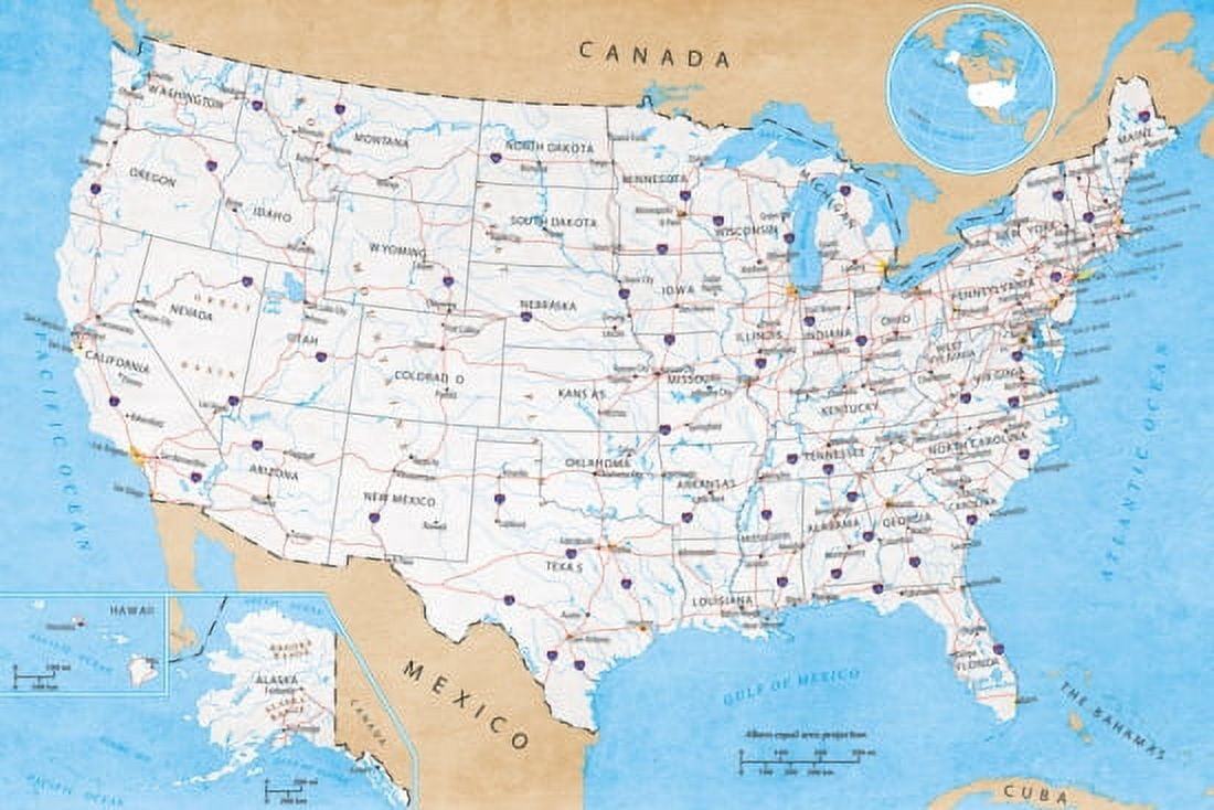 Map Of Usa - Road Map Poster (36 X 24) - Walmart throughout Where Can I Buy A Road Map Of Usa