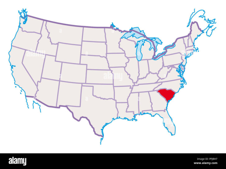 Map of USA Showing South Carolina