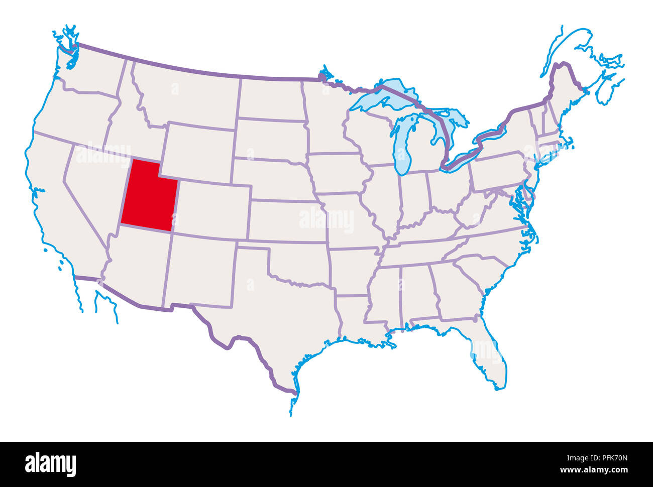 Map Of Usa, Utah Highlighted In Red Stock Photo - Alamy inside Where Is Utah On the Map of USA