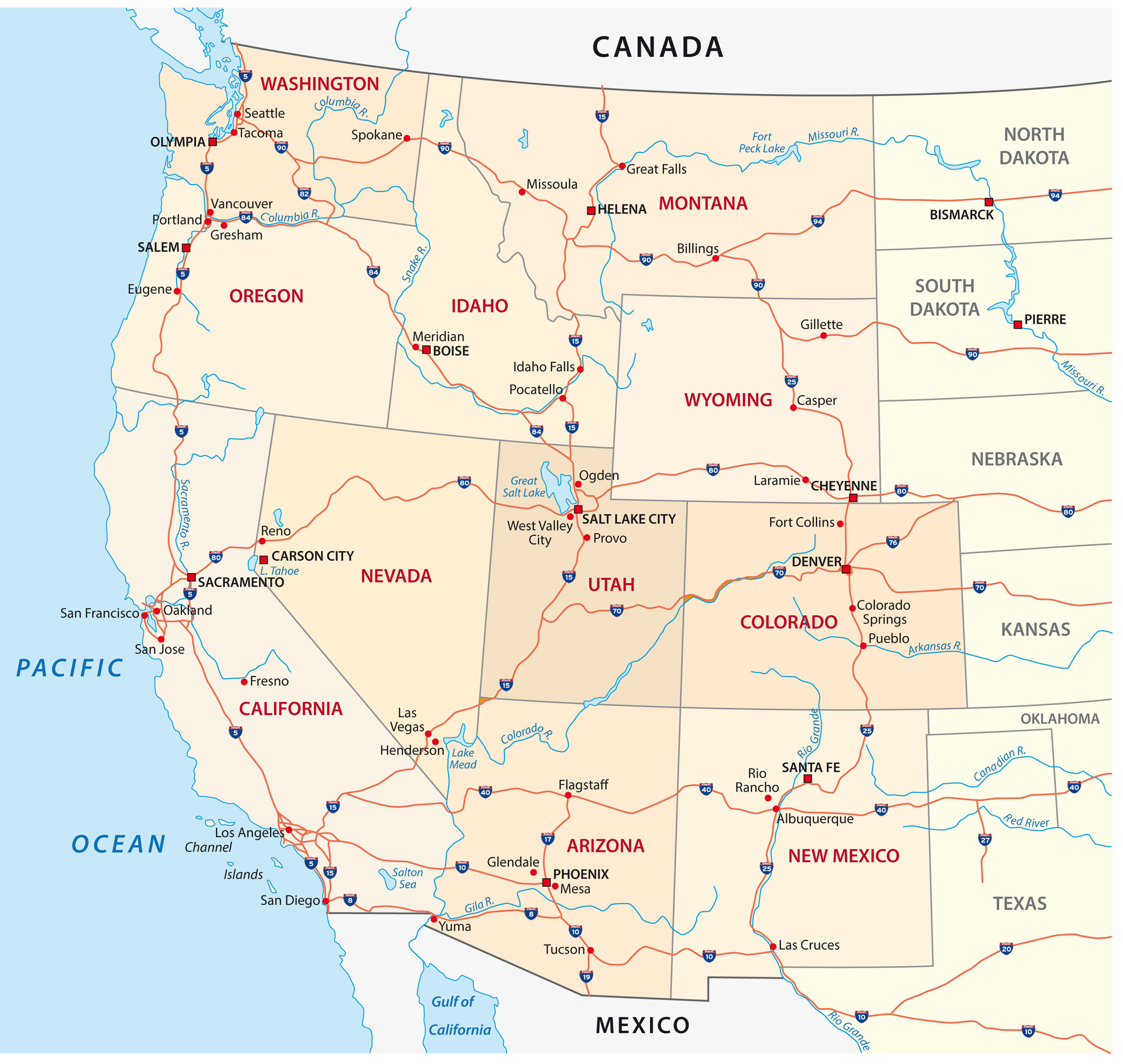 Map Of Western United States | Mappr within Map of Western Half of USA