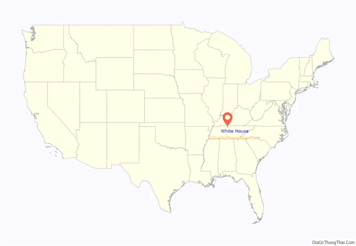 White House On Map of USA