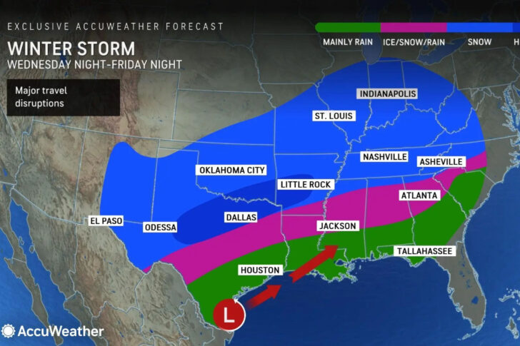 Map of Snow Storm In USA