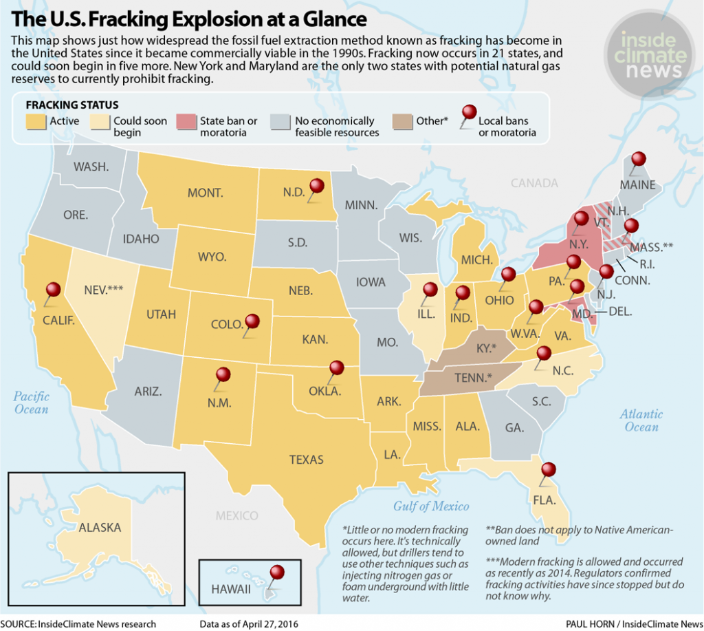 Map: The Fracking Boom, Statestate - Inside Climate News within Map Of Fracking In The Usa