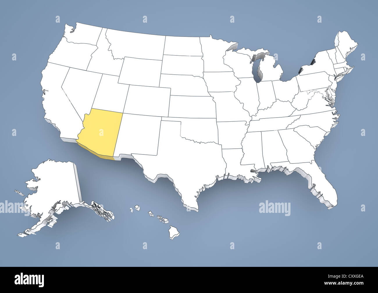 Map United Arizona Highlighted -Fotos Und -Bildmaterial In Hoher throughout Arizona On the Map of USA