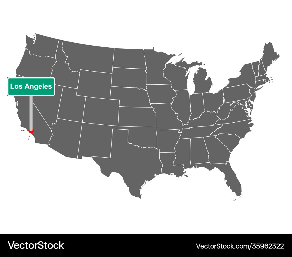 Map Usa With Road Sign Los Angeles Royalty Free Vector Image pertaining to Los Angeles On A Map Of Usa