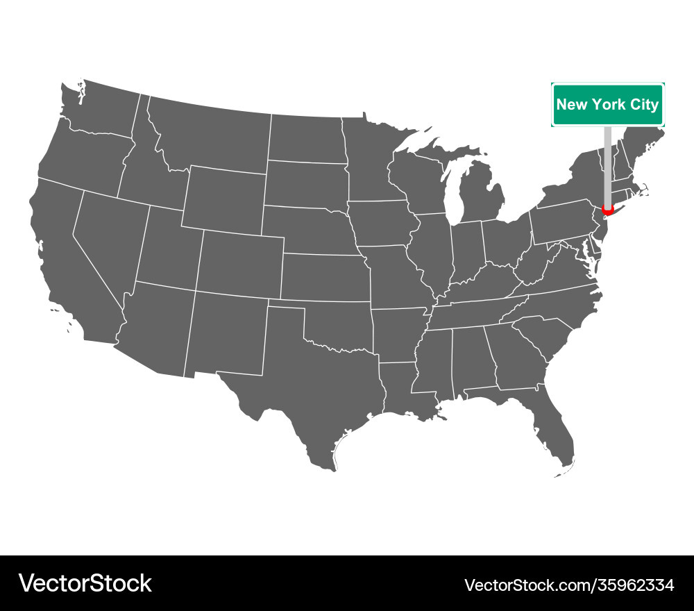 Map Usa With Road Sign New York City Royalty Free Vector intended for Map of USA Showing New York