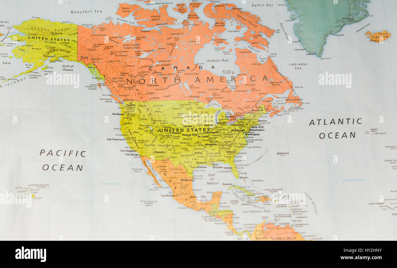 Map With North America, Pacific Ocean, And Atlantic Ocean Stock for Map Of The Usa With Oceans