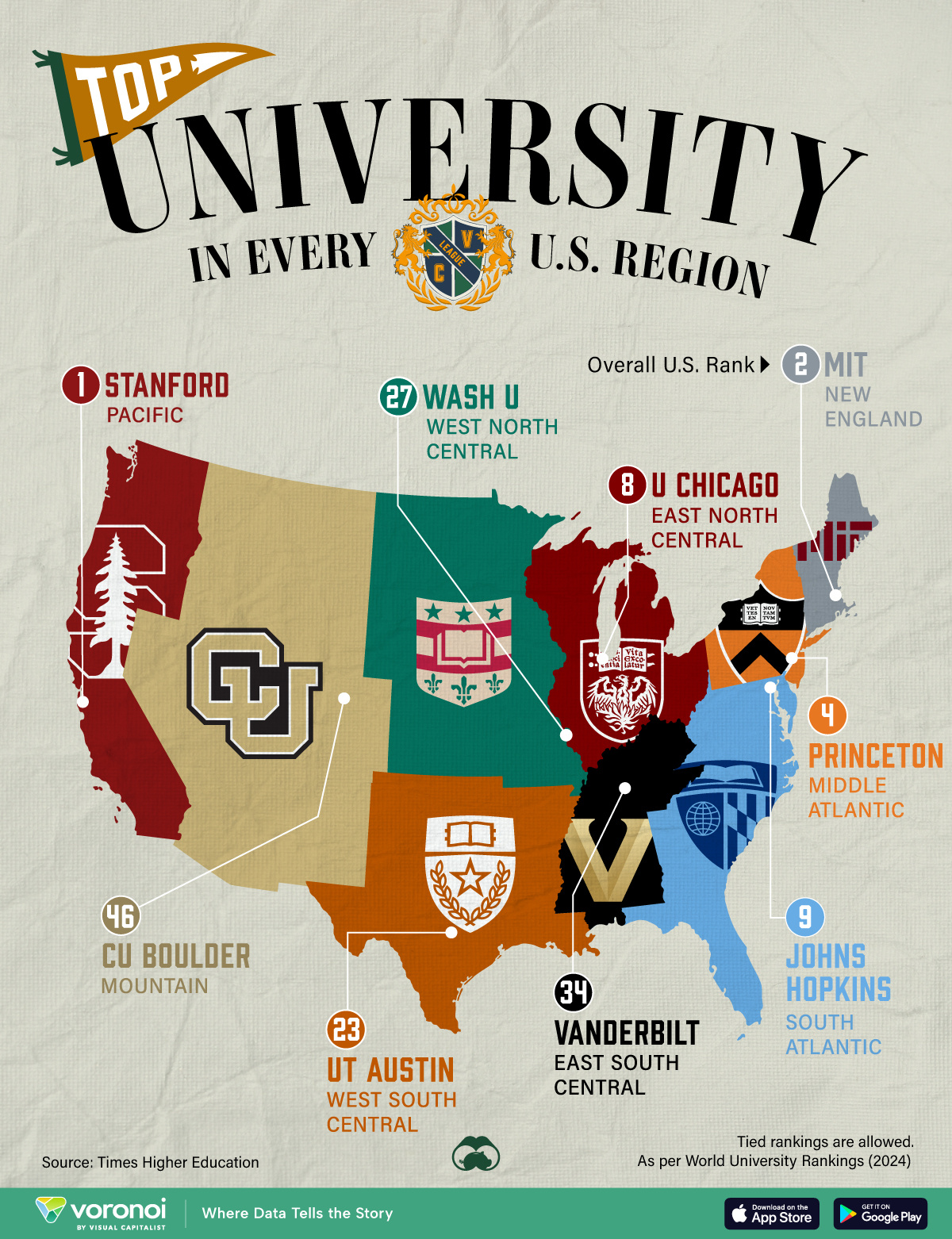 Mapped: America&amp;#039;S Best Universities,Region with Map Of Major Universities In Usa