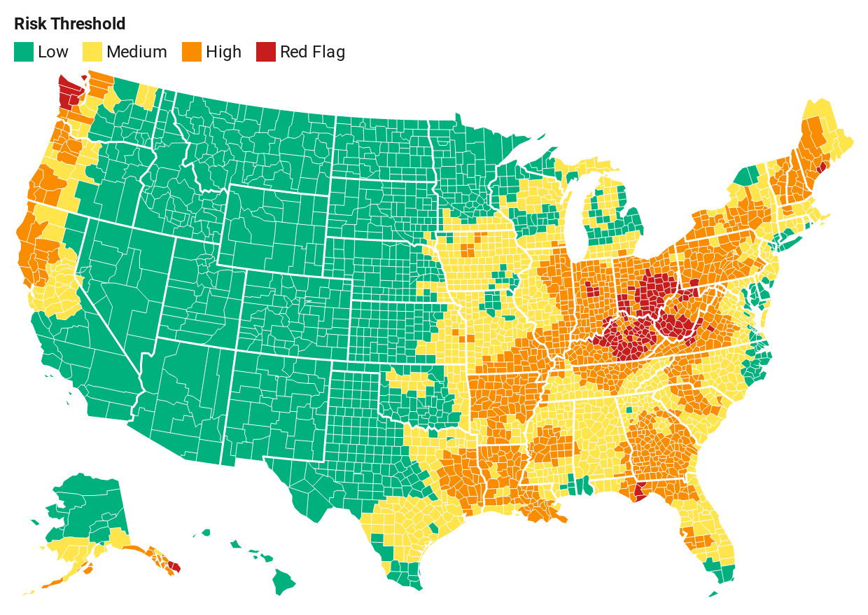 Mapping Climate Riskscounty And Community – American within Map of USA After Global Warming