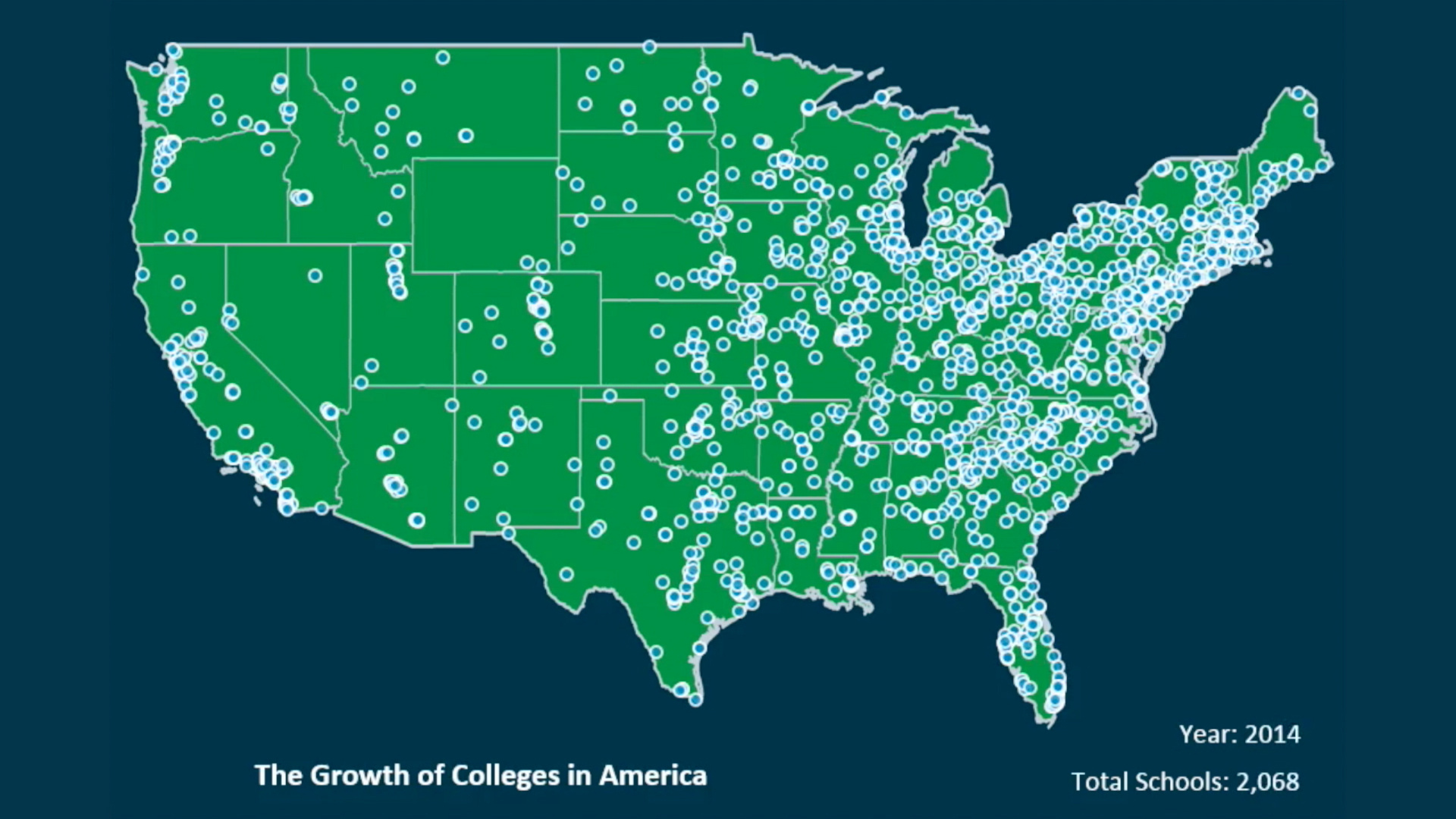 Mapping The Growth Of American Colleges intended for Map Of Major Universities In Usa