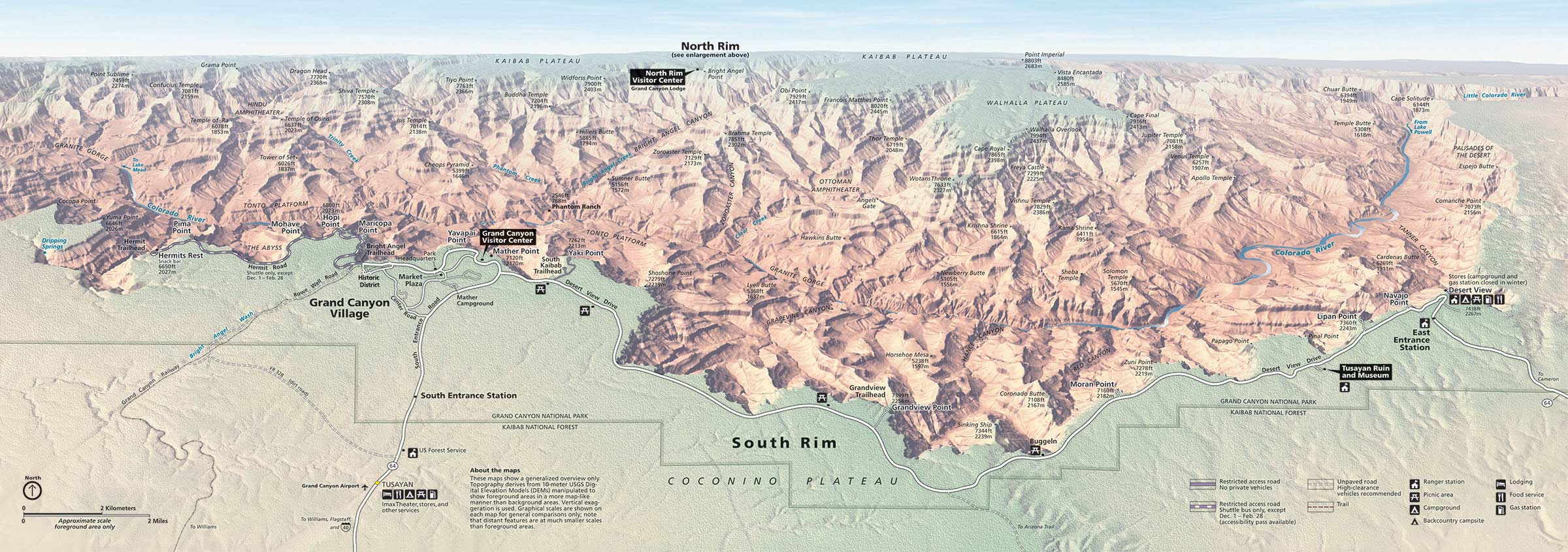 Maps - Grand Canyon National Park (U.s. National Park Service) in Grand Canyon On Map Of Usa