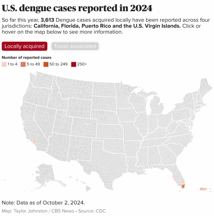 Map of Dengue Fever In USA