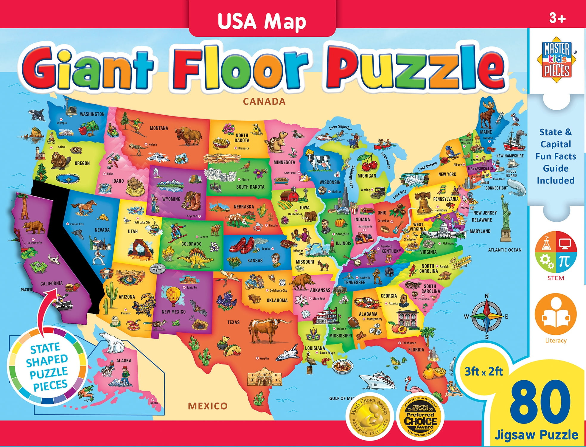 Masterpieces Explorer - Usa Map Floor Puzzle, 80 Pieces For throughout Floor Puzzle Map of the USA