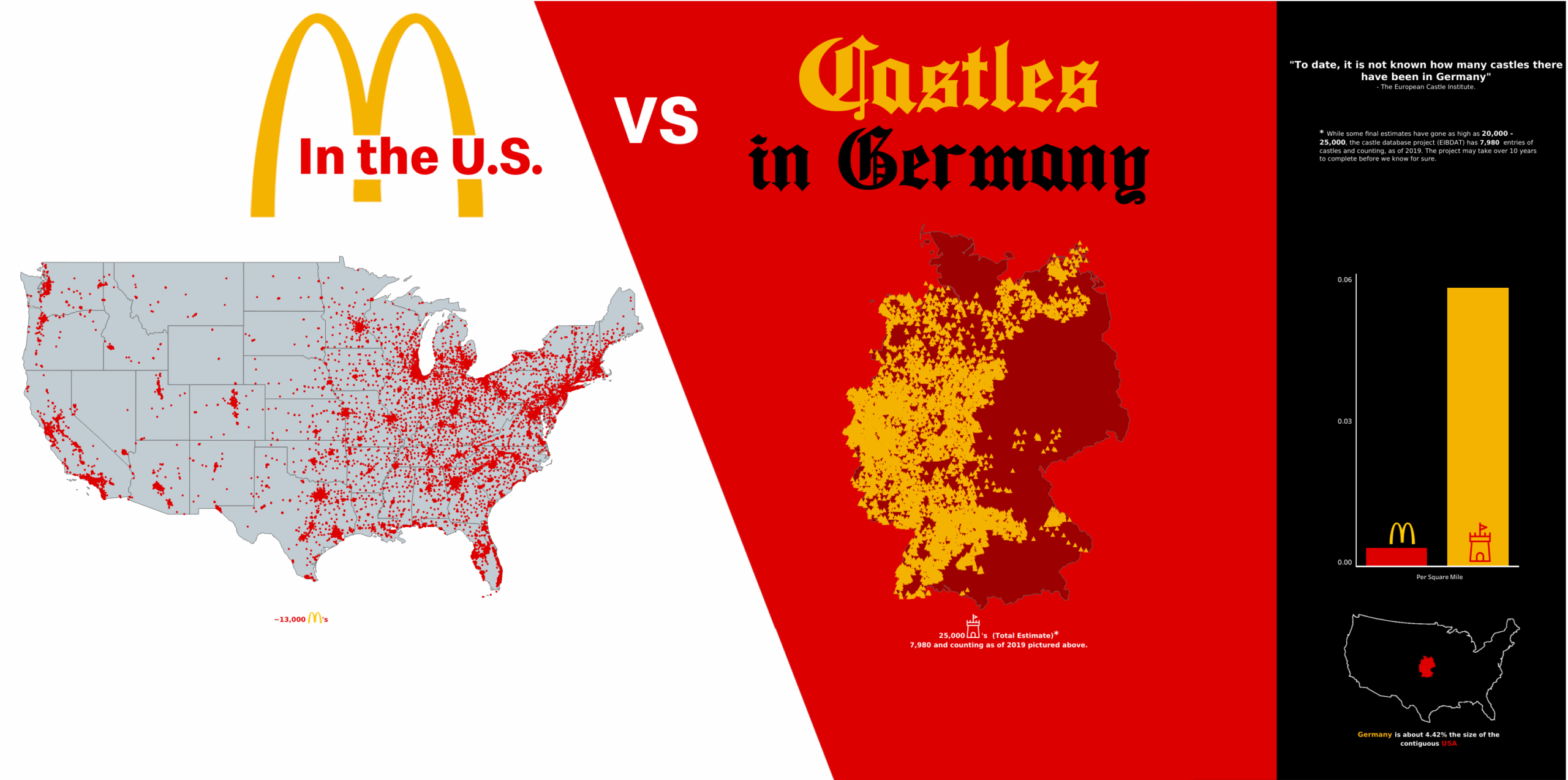 Mcdonald&amp;#039;S In The Usa Vs Castles In Germany [Oc] : R/Dataisbeautiful pertaining to Map Of All Mcdonald&amp;#039;S In Usa