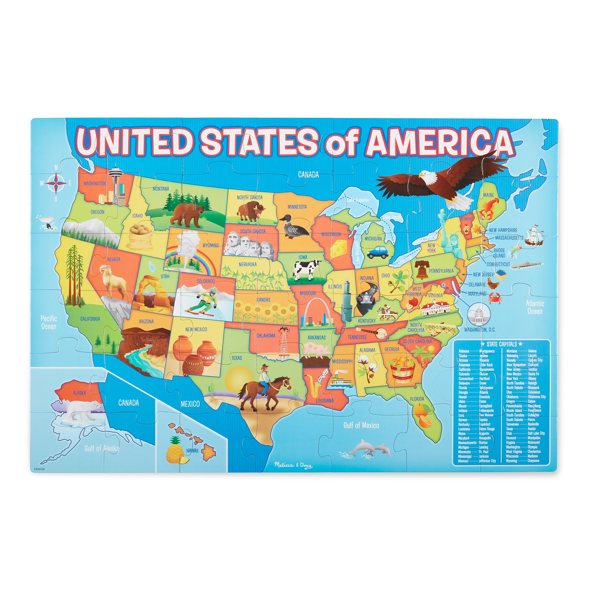 Melissa &amp;amp; Doug Usa Map 42-Piece Jigsaw Floor Puzzle For Kids Ages regarding Floor Puzzle Map Of The Usa