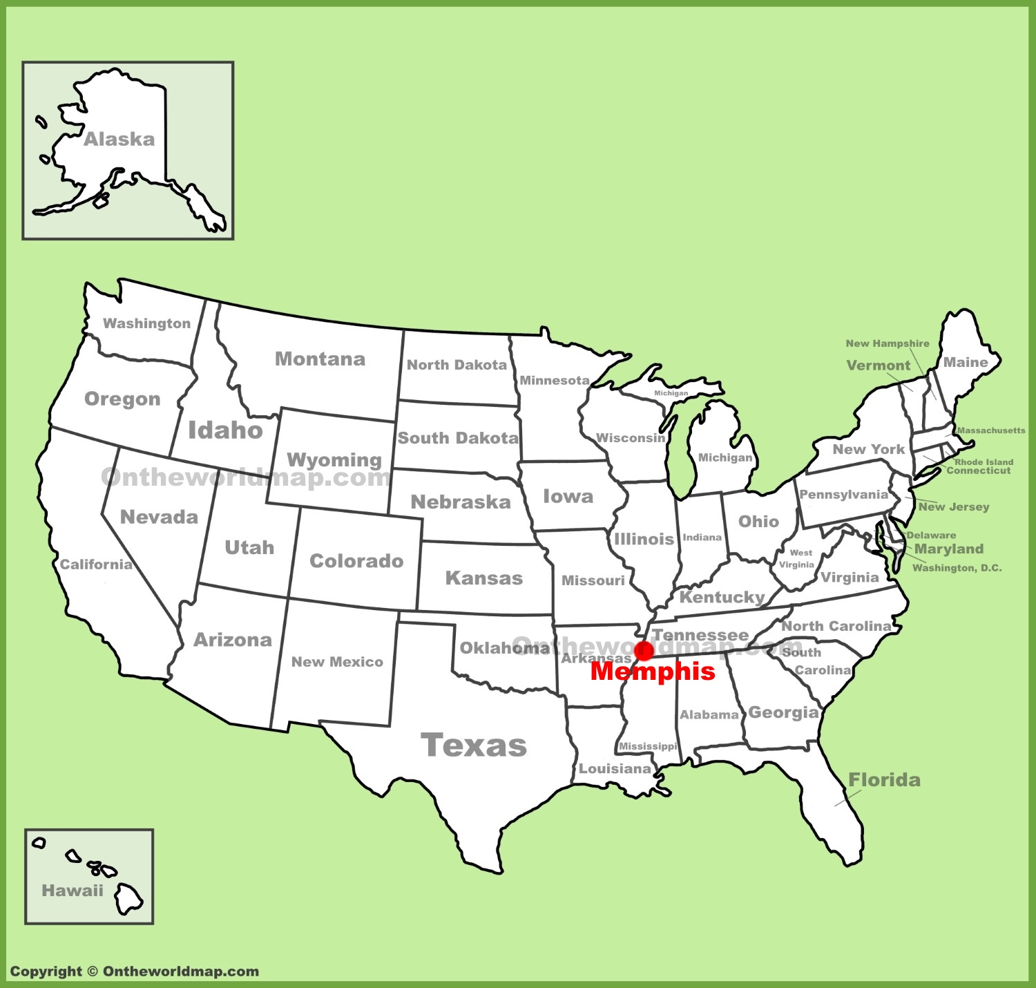 Memphis Location On The U.s. Map - Ontheworldmap throughout Memphis Tennessee On Map Of Usa
