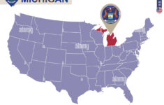 Michigan State On Usa Map. Flagge Und Karte Von Michigan. Us with regard to Where Is Michigan On The Map Of Usa
