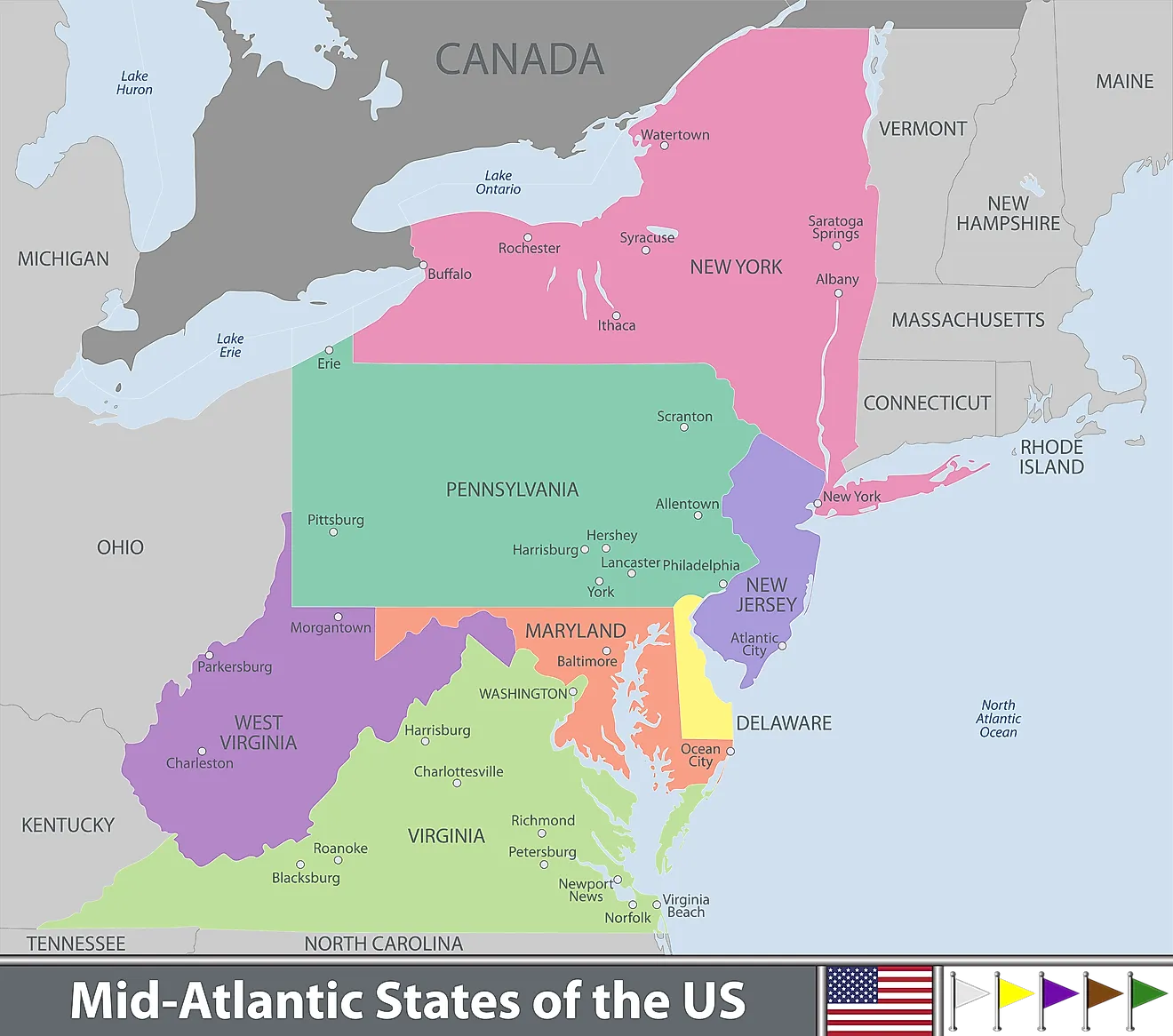 Mid-Atlantic (United States) - Worldatlas with regard to Map Of Mid Atlantic States Usa