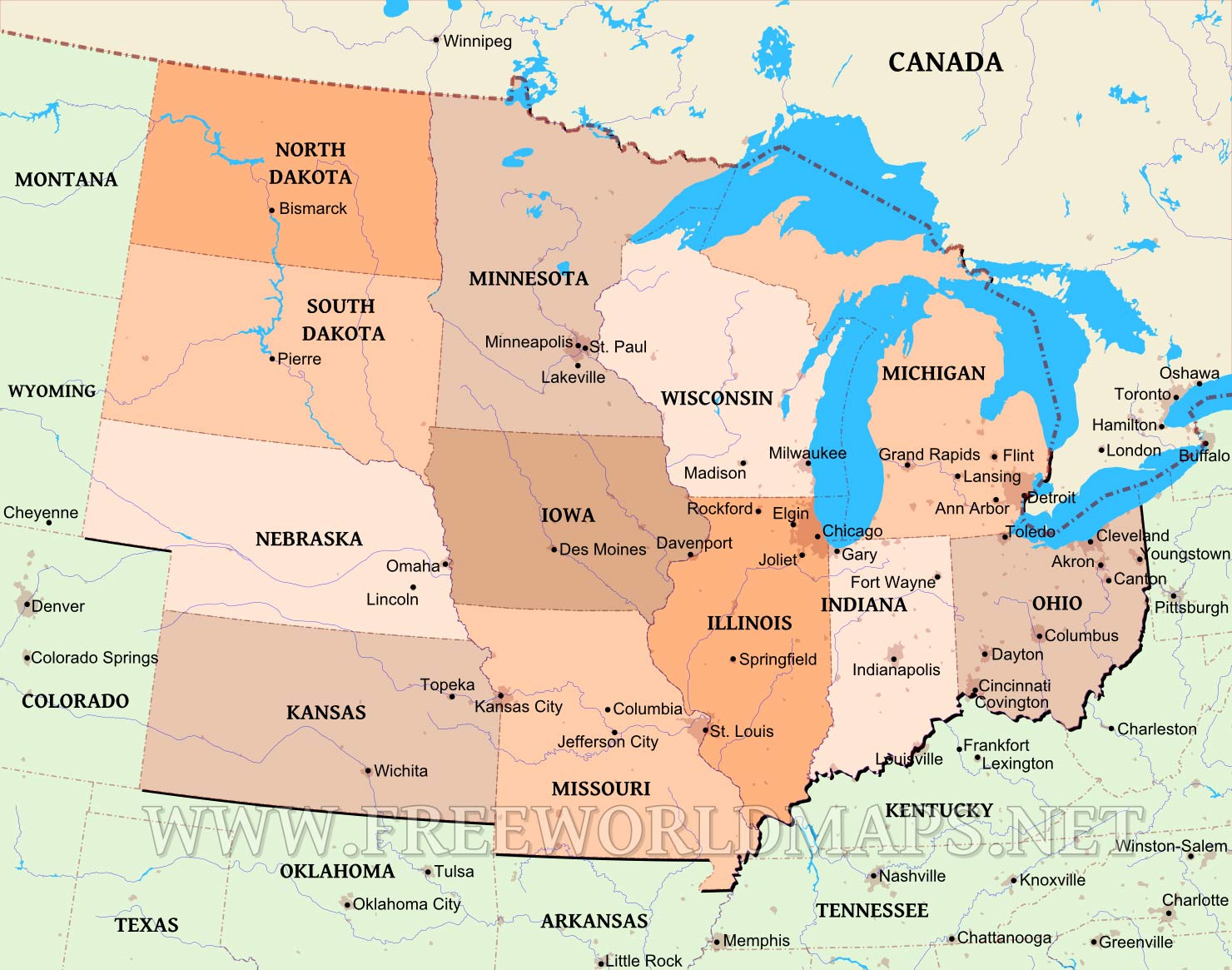 Midwest Maps pertaining to Map Of Midwest Usa With Cities