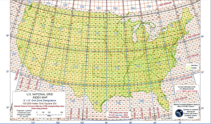Lat and Long Map of USA