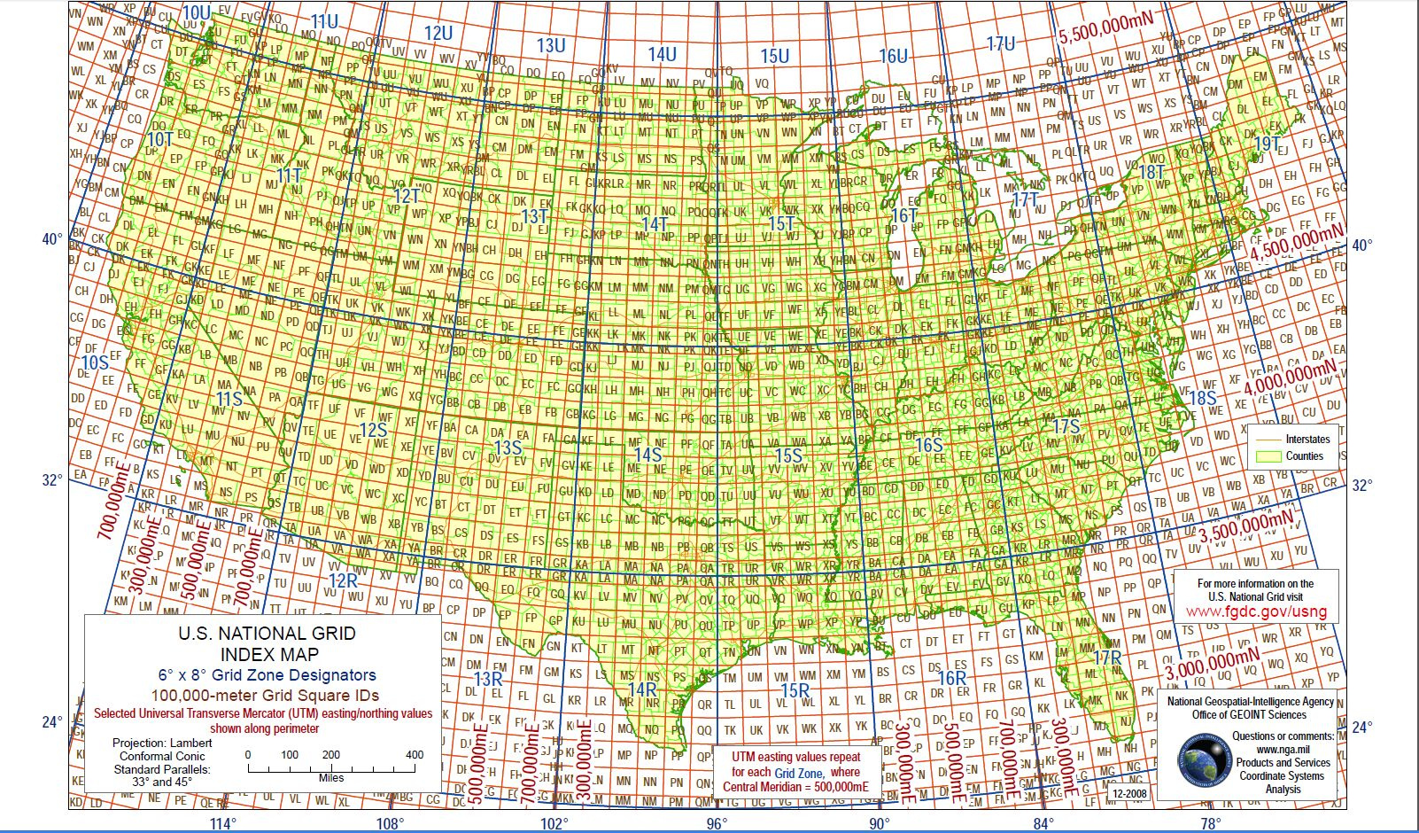 Military Grid Reference System within Lat And Long Map Of Usa