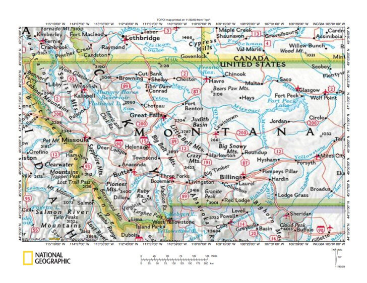 Map of Alberta Canada and Montana USA Map of Alberta Canada and Montana USA