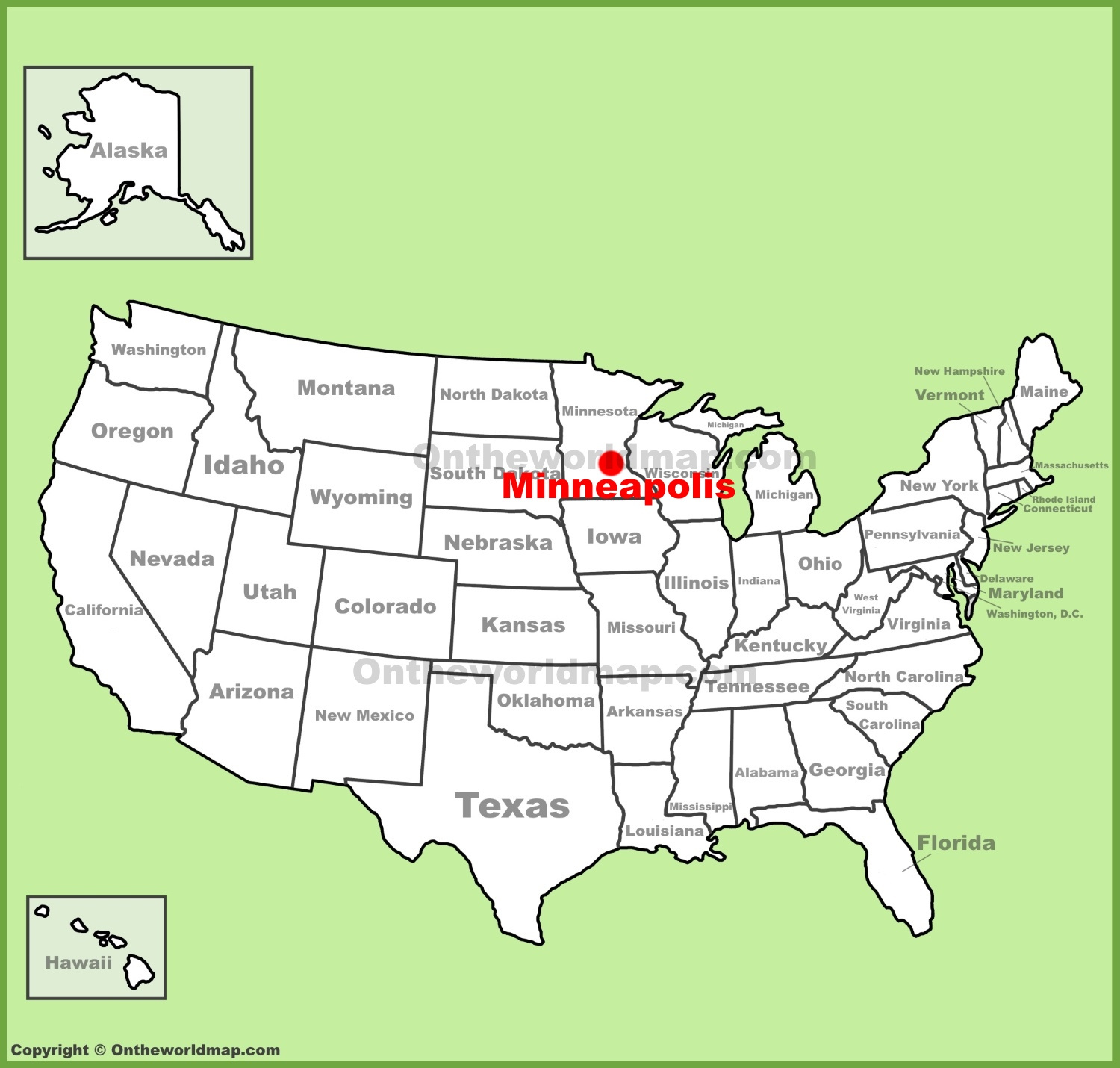 Minneapolis Location On The U.s. Map - Ontheworldmap inside Where Is Minneapolis On the Map of USA
