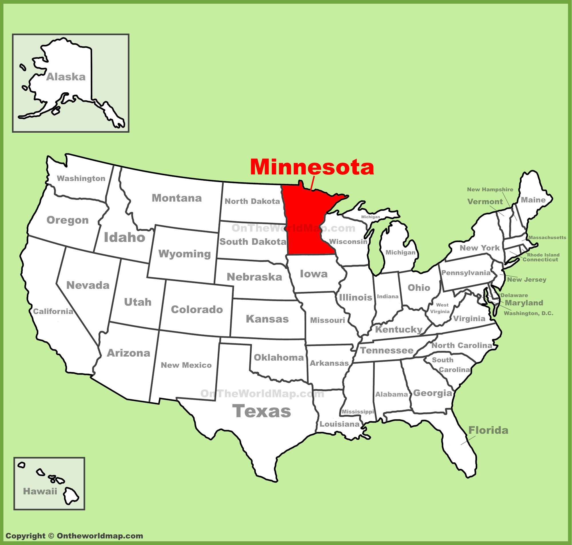 Minnesota Location On The U.s. Map - Ontheworldmap intended for Minnesota On A Map Of Usa