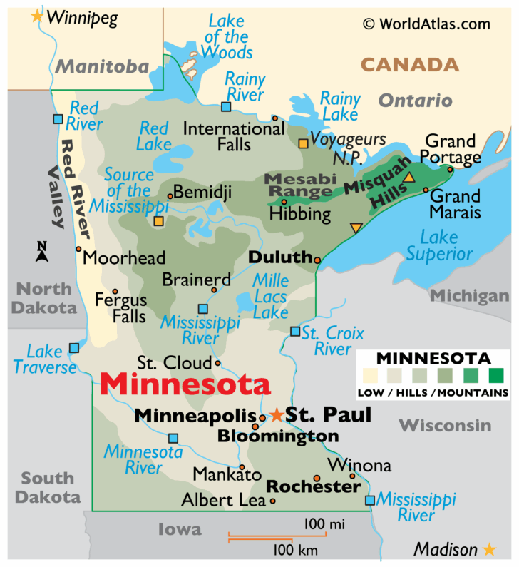 Minnesota View of the USA Map Minnesota View of the USA Map