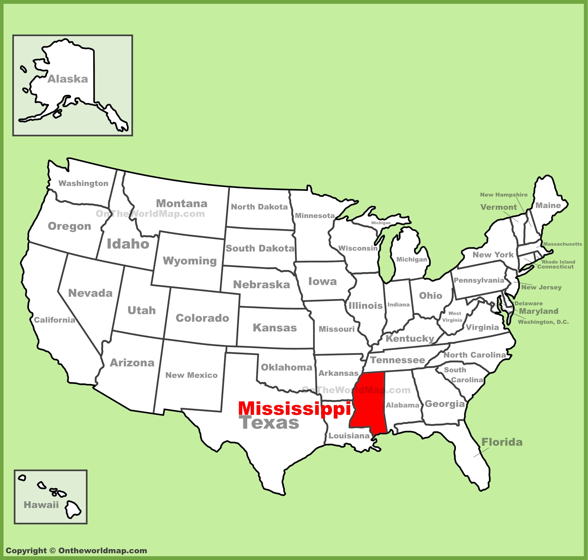 Mississippi Location On The U.s. Map - Ontheworldmap with regard to Mississippi On The Map Of Usa