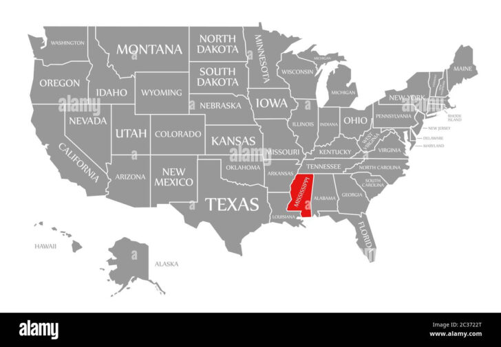Mississippi On the Map of USA