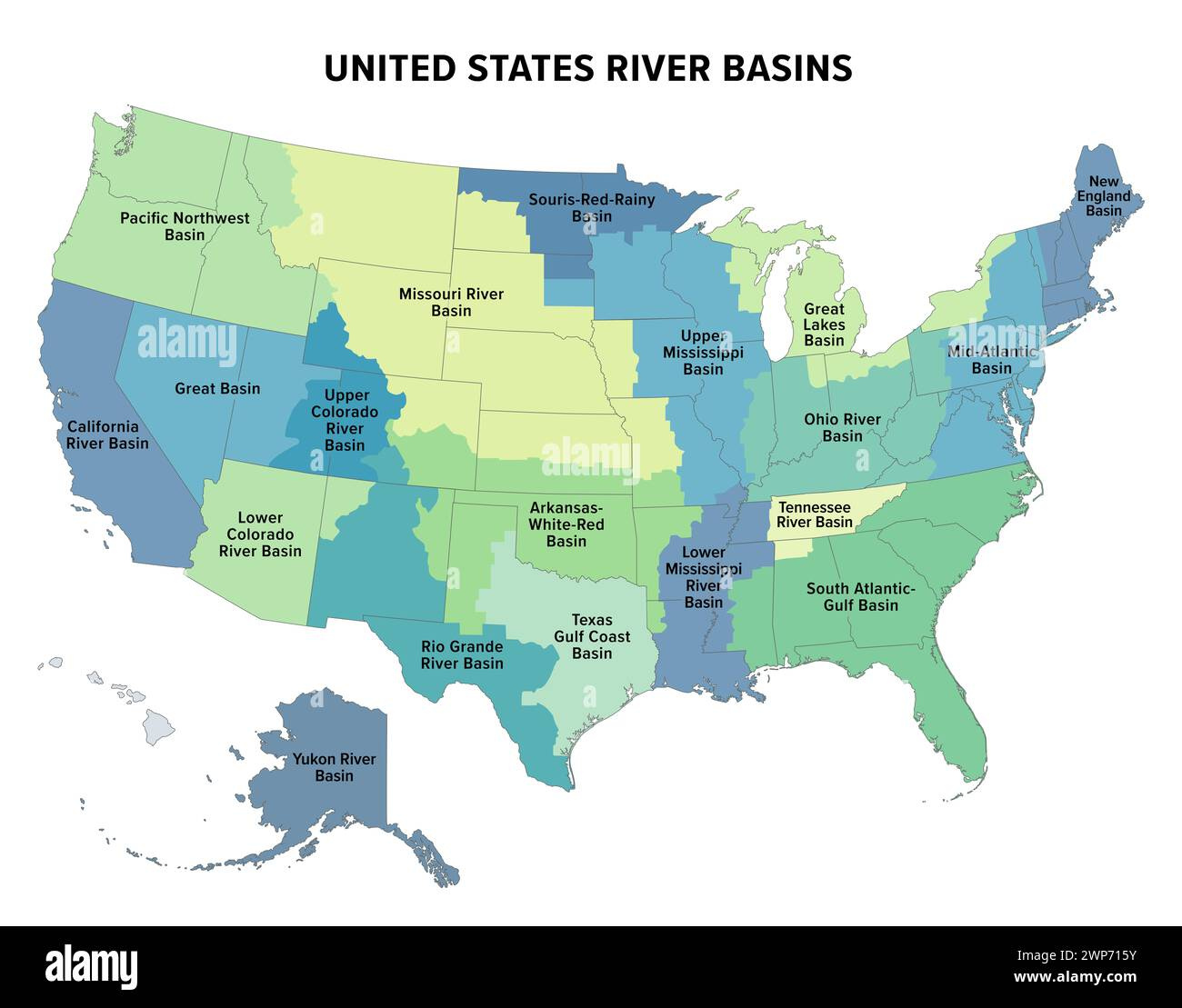 Mississippi River Basin Map Cut Out Stock Images &amp;amp; Pictures - Alamy intended for Map Of Usa With Mississippi River Highlighted