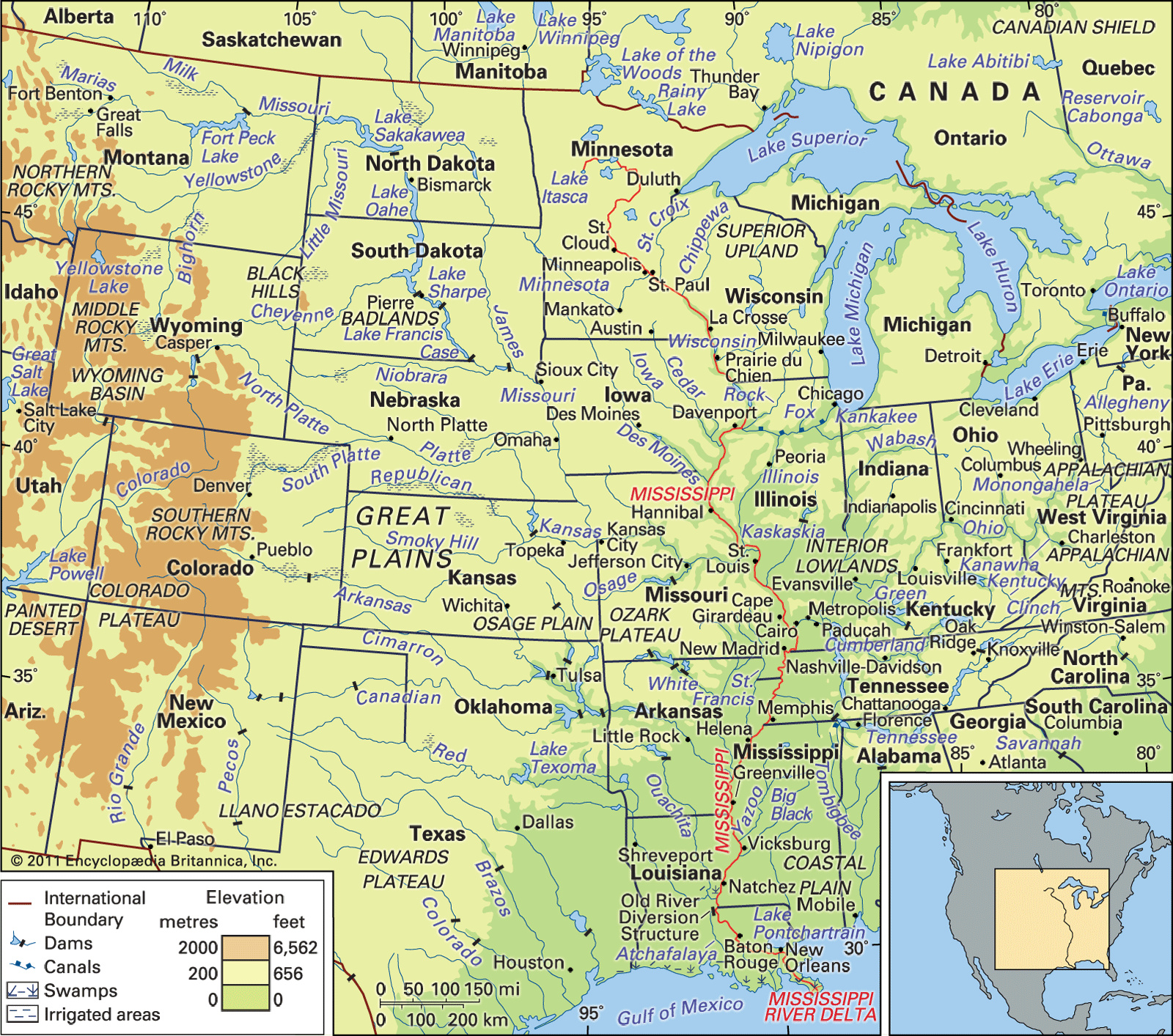 Mississippi River | Map, Length, History, Location, Tributaries inside Map Of Usa West Of Mississippi River