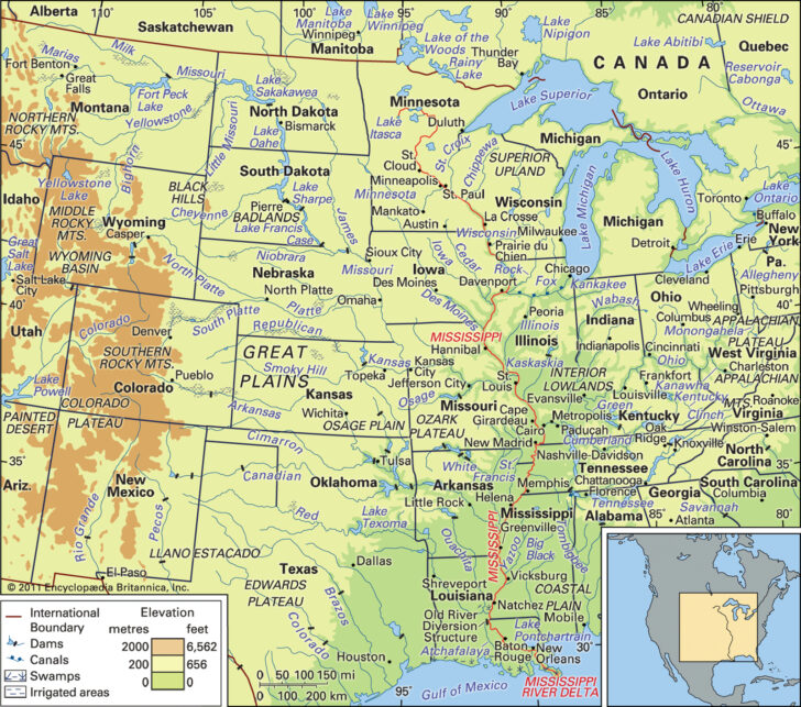 Missouri River On Map of USA