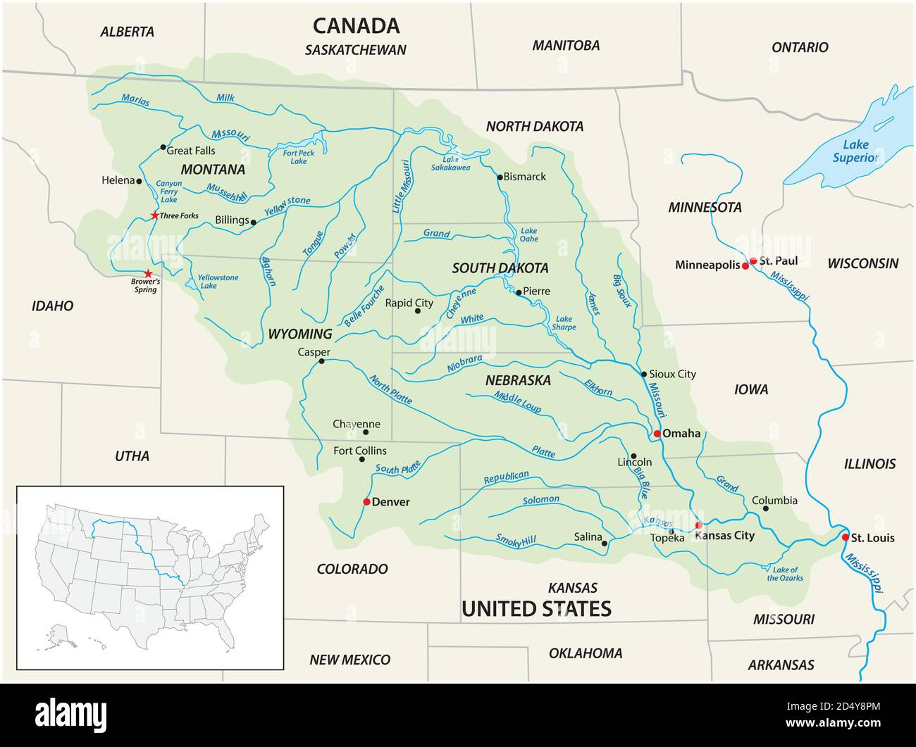 Missouri River Map -Fotos Und -Bildmaterial In Hoher Auflösung – Alamy within Missouri River On Map Of Usa