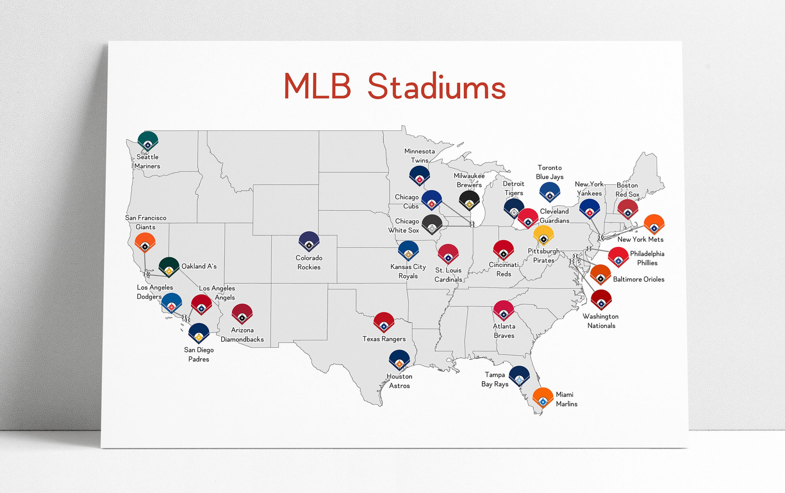 Mlb Stadien Map Kunstdruck: Baseball Fan Geschenk - Etsy.de intended for Map of Mlb Stadiums In USA