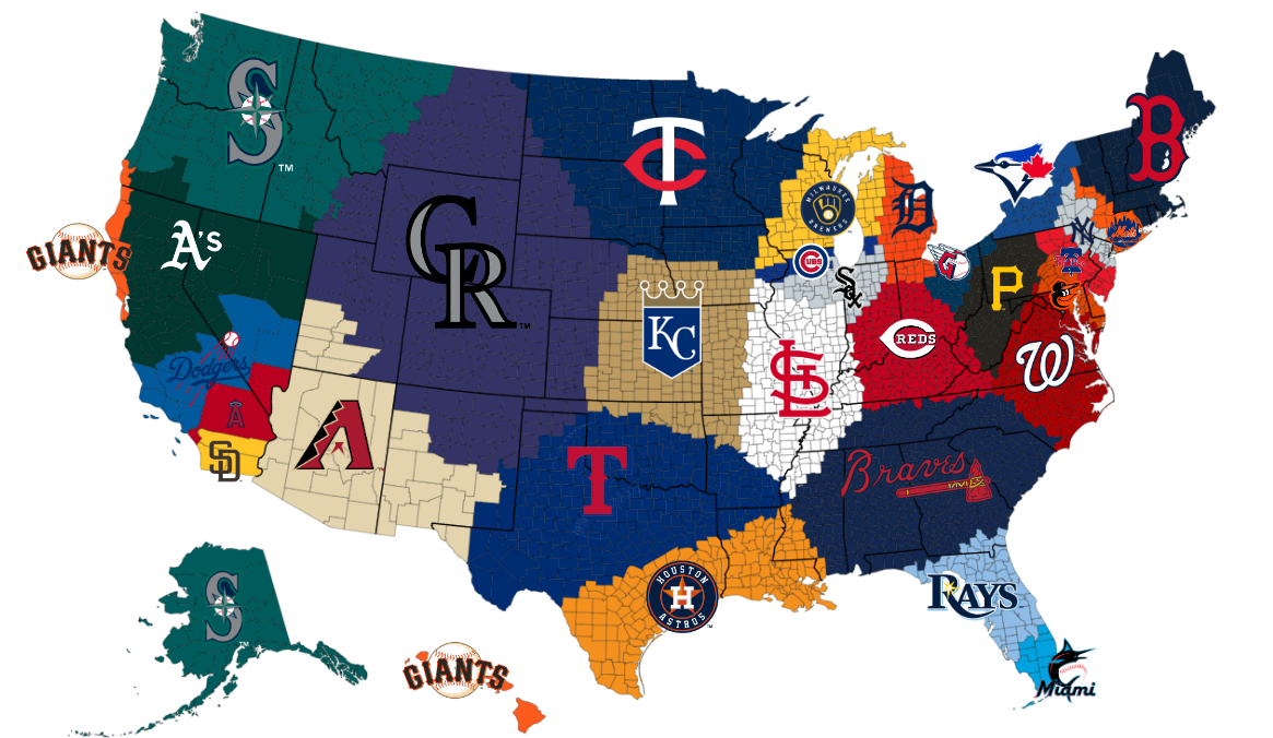 Mlb Team Map - Based On Latitude/Longtitude Proximity Of The for Map of Baseball Teams In USA