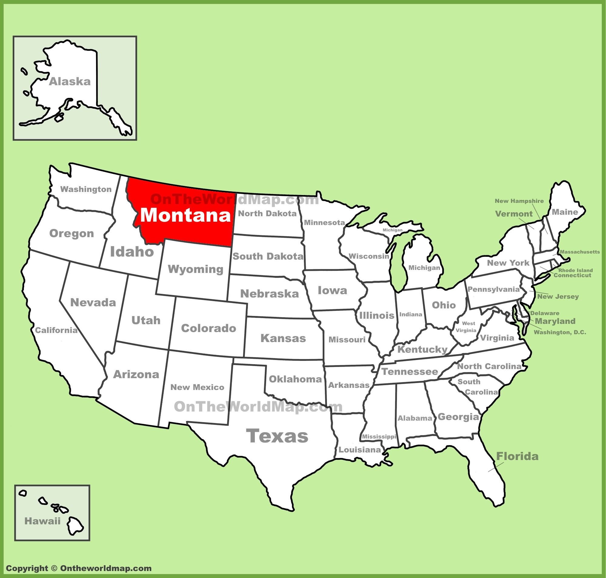 Montana Location On The U.s. Map - Ontheworldmap for Montana On A Map Of Usa