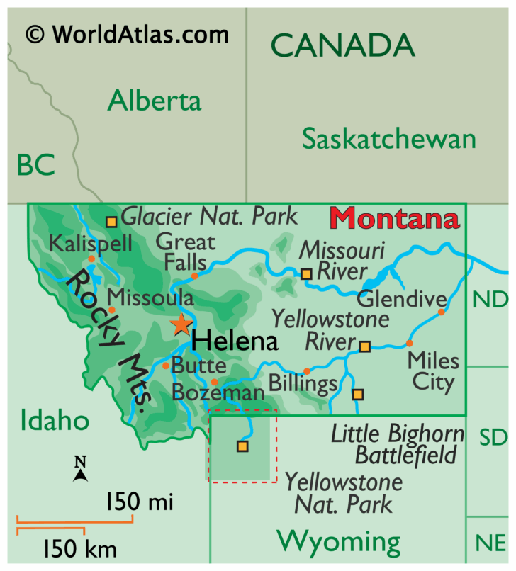 Montana On A Map of USA