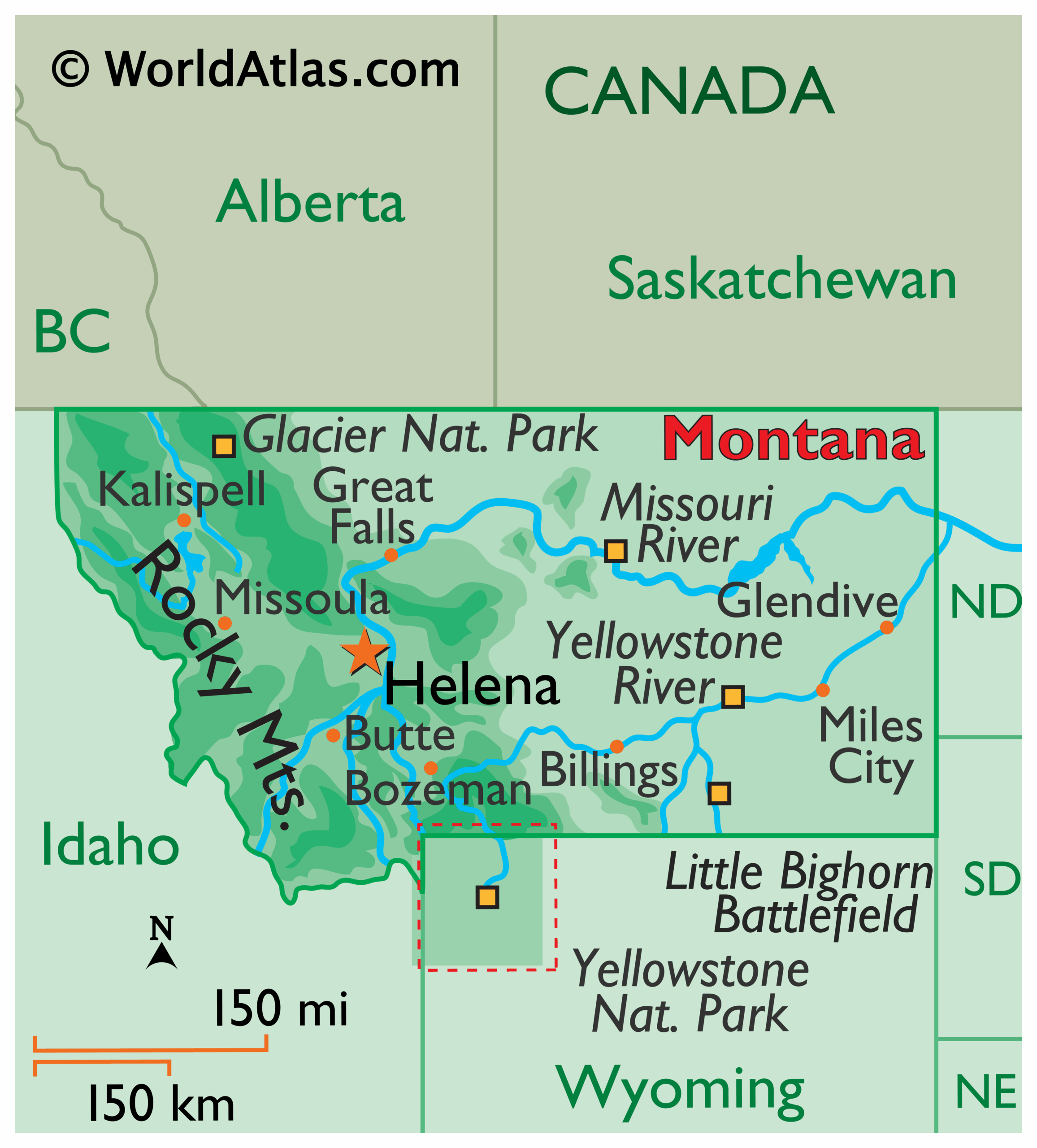 Montana Maps &amp;amp; Facts - World Atlas for Montana On A Map of USA