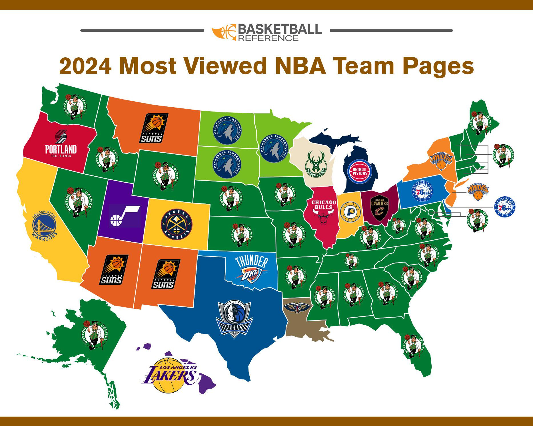 Most Viewed Team Page On Basketball-Referenceus State : R/Mapporn inside Map Of Nba Teams In Usa
