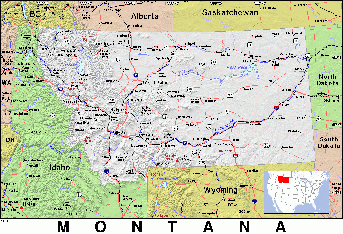 Mt · Montana · Public Domain Mapspat, The Free, Open Source for Map Of Alberta Canada And Montana Usa