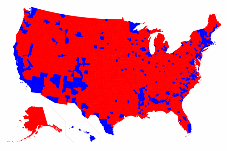 Map of USA Red Vs Blue