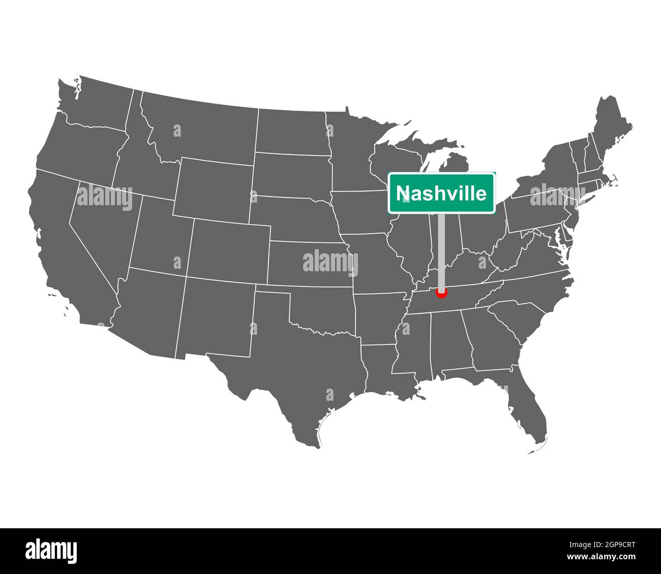 Nashville City Limit Sign And Map Of Usa Stock Photo - Alamy intended for Nashville On The Map Of Usa
