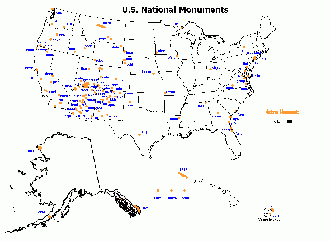 National Monument Highpoint Trip Reports (I-Z) with regard to Map of National Monuments In USA