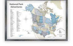 National Parks Map Of Usa And Canada Canvas, Print Or Push Pin Map regarding Map of National Parks In USA and Canada