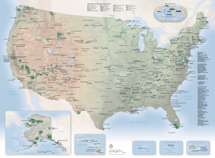 Map of State and National Parks In USA