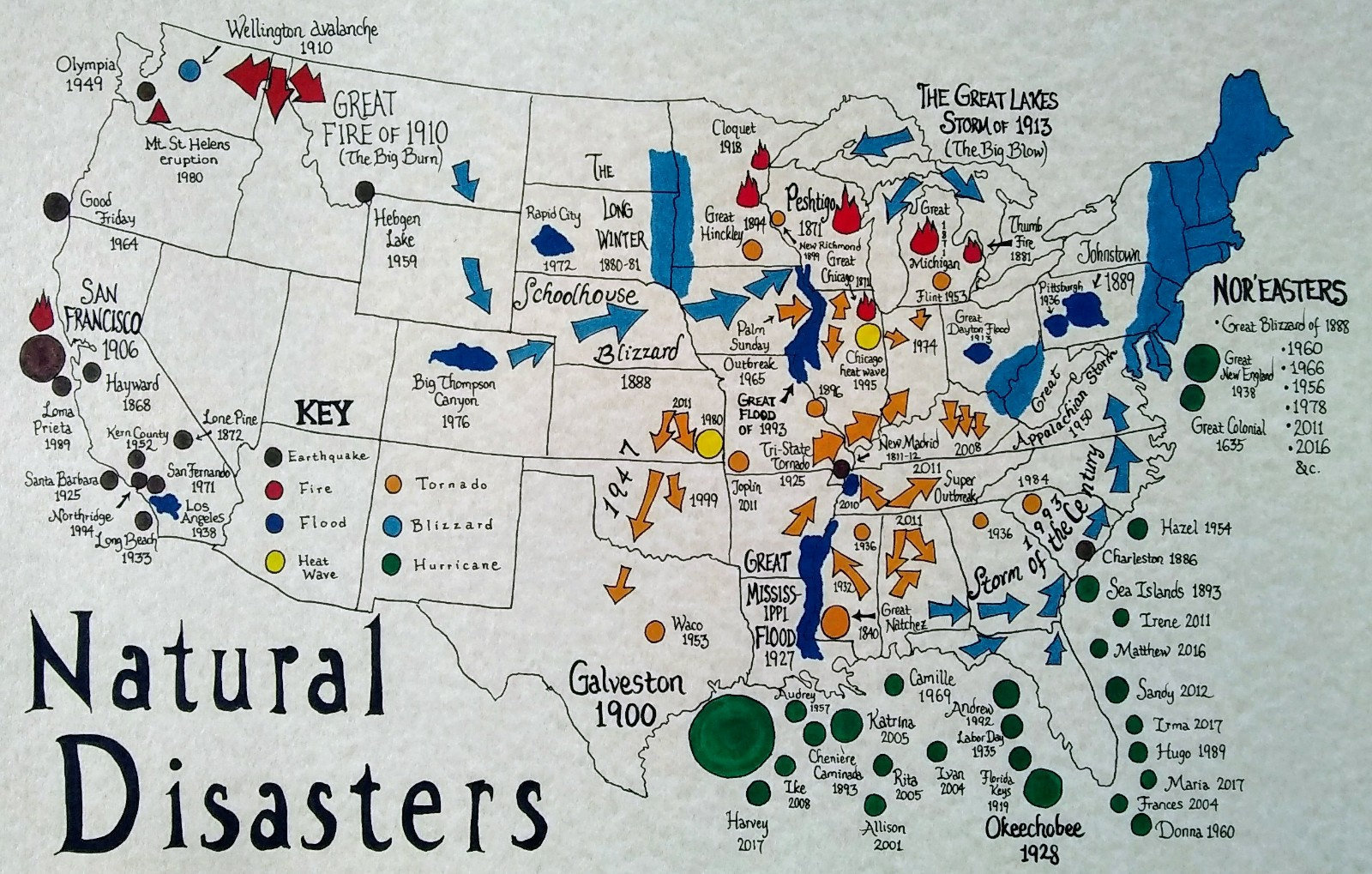 Natural Disasters U.s.a. Map for Map of Natural Disasters In USA